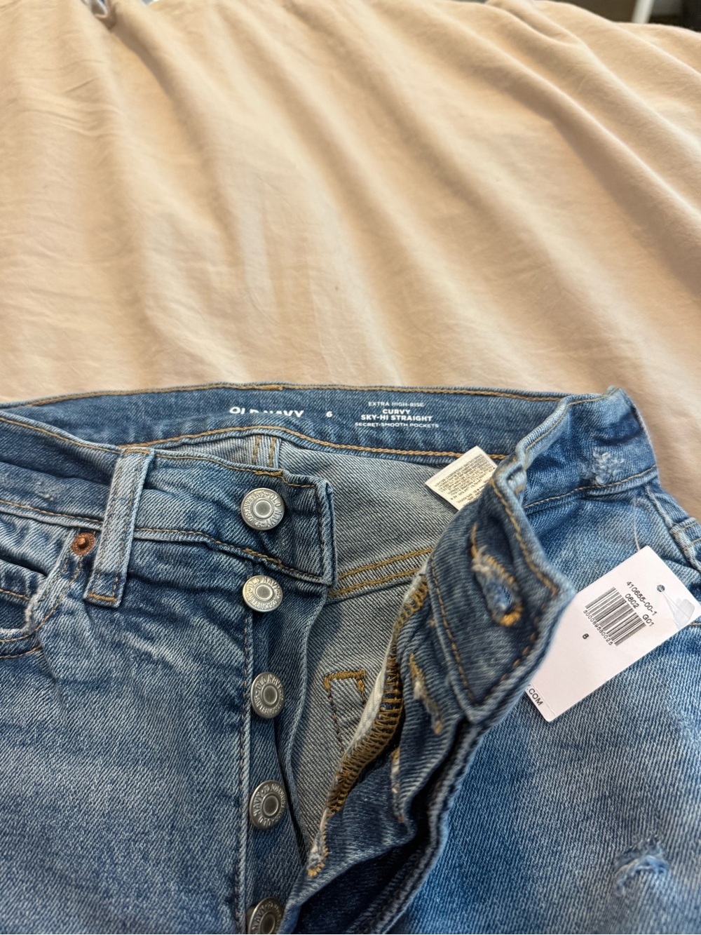 Old Navy Blue High-Rise Button-Fly Jeans